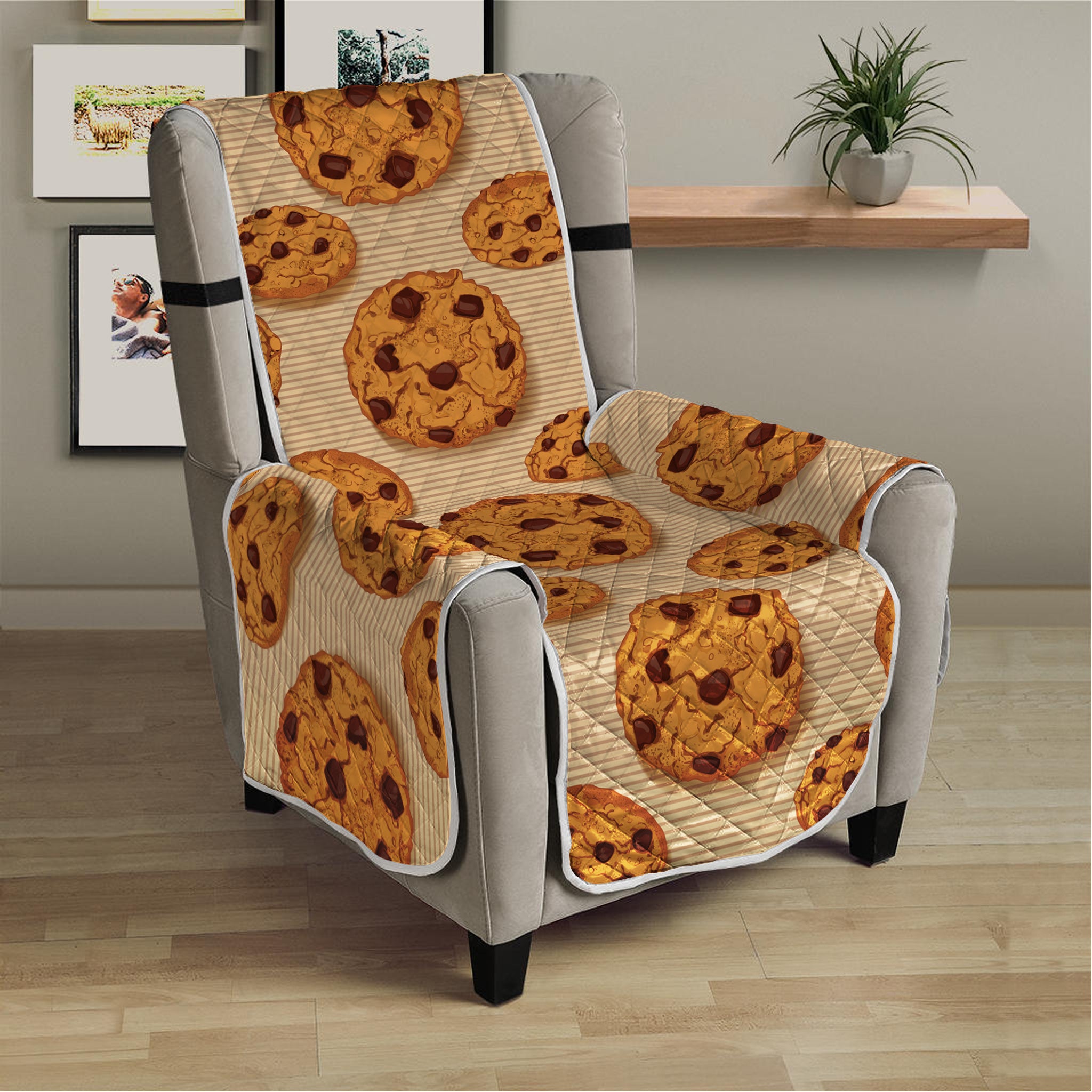 Chocolate Chip Cookie Pattern Print Armchair Protector