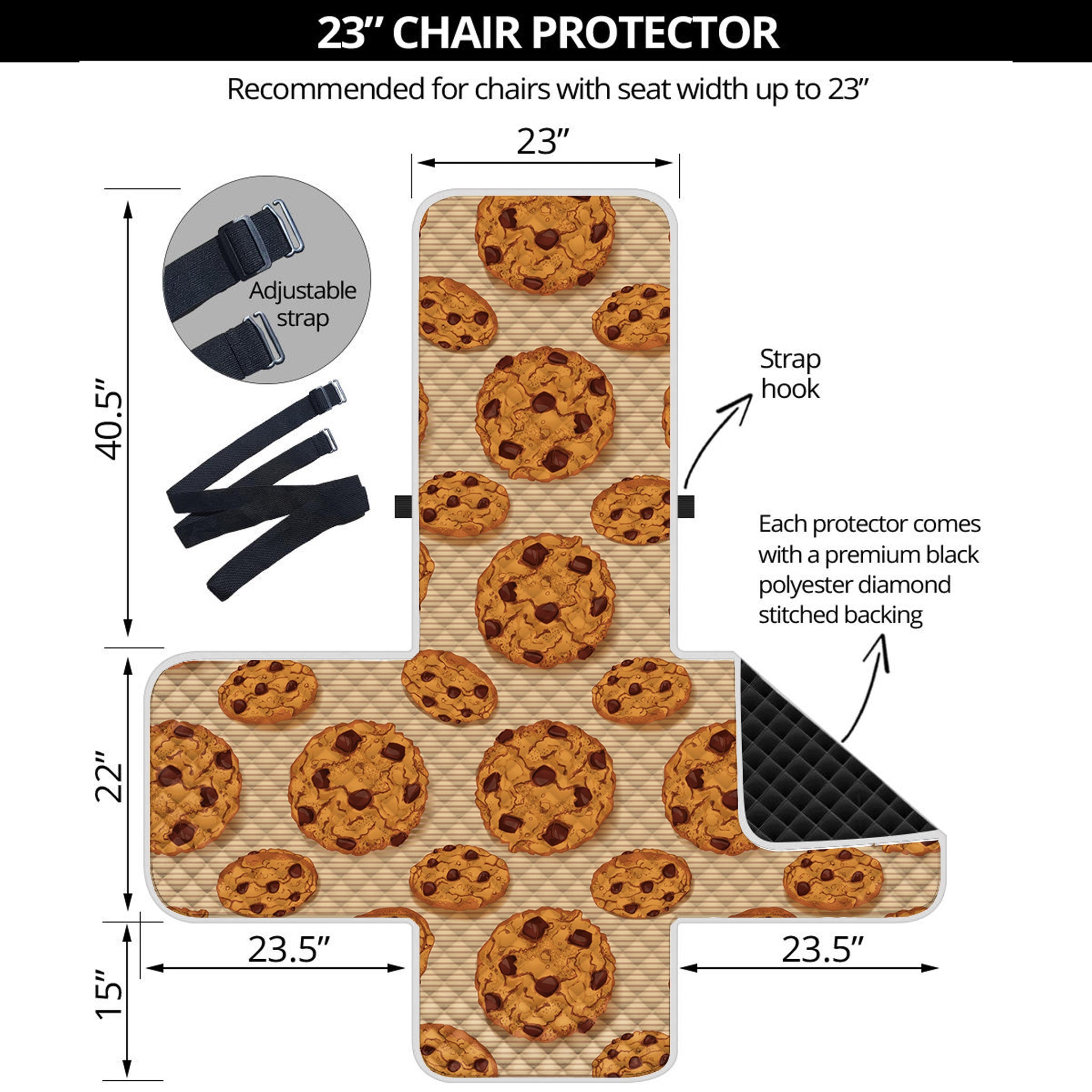 Chocolate Chip Cookie Pattern Print Armchair Protector