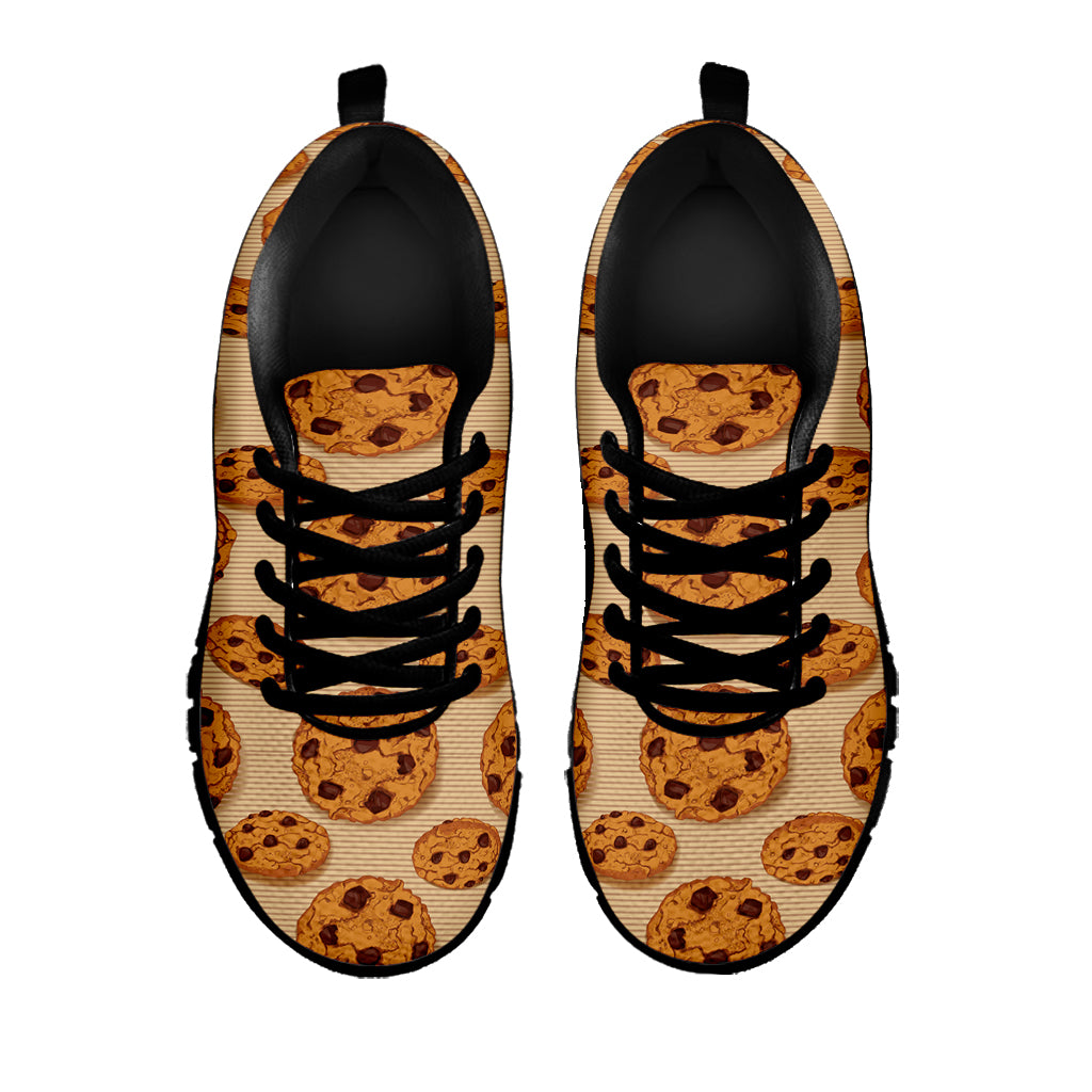 Chocolate Chip Cookie Pattern Print Black Sneakers