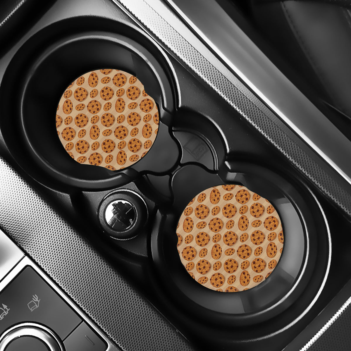 Chocolate Chip Cookie Pattern Print Car Coasters