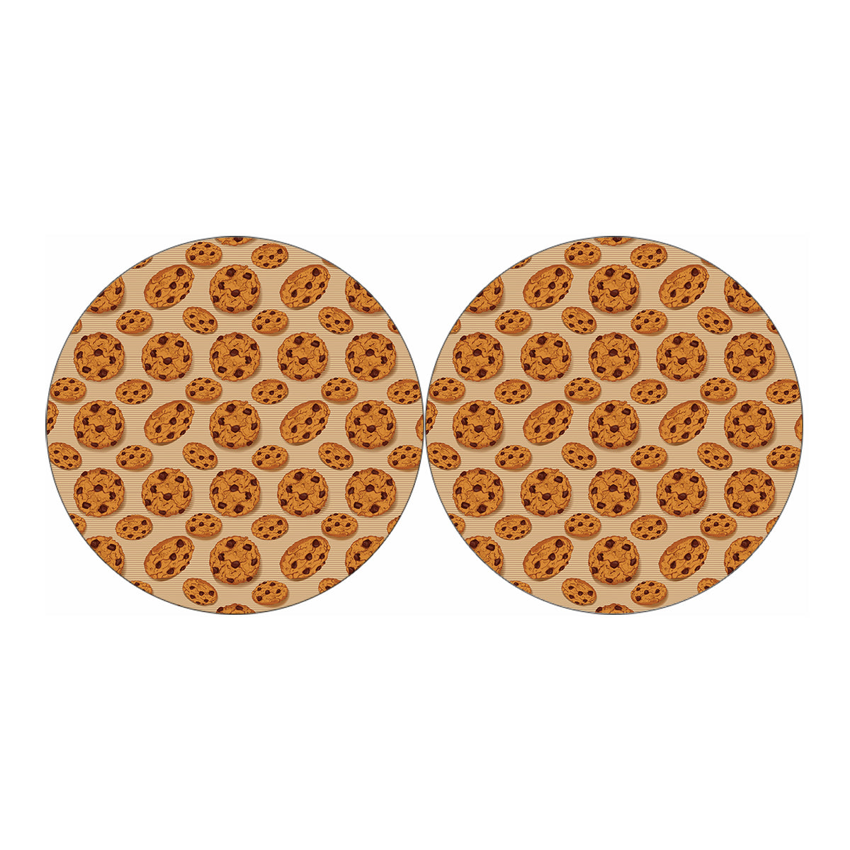 Chocolate Chip Cookie Pattern Print Car Coasters