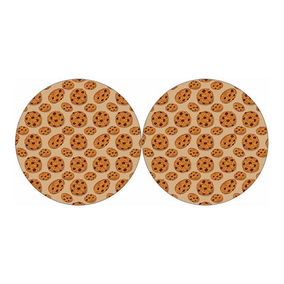 Chocolate Chip Cookie Pattern Print Car Coasters