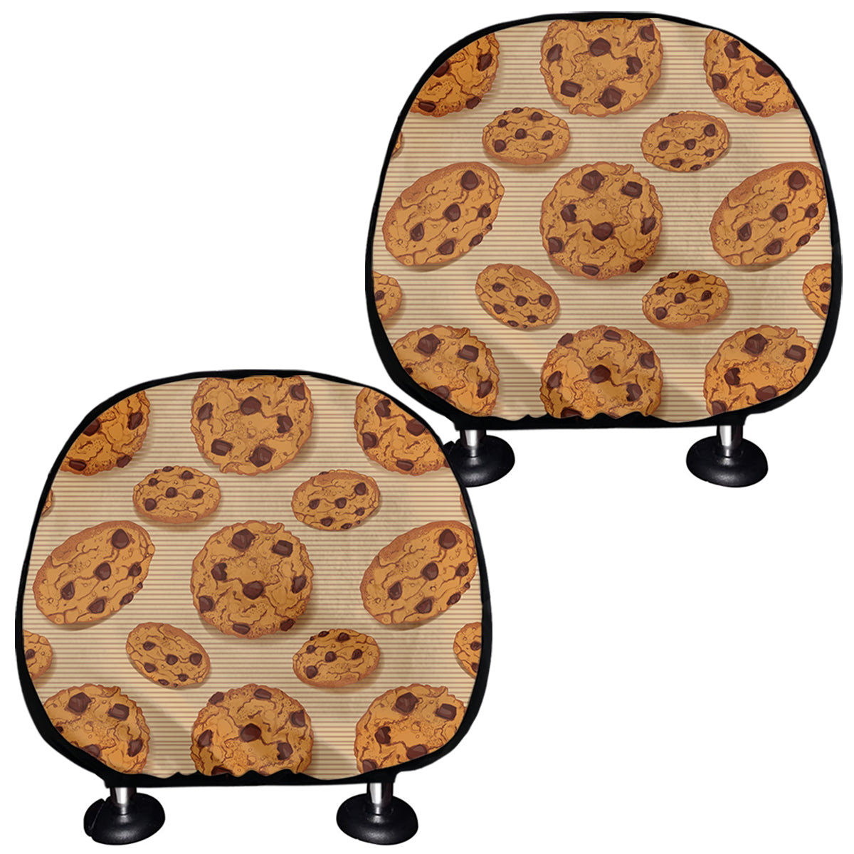 Chocolate Chip Cookie Pattern Print Car Headrest Covers