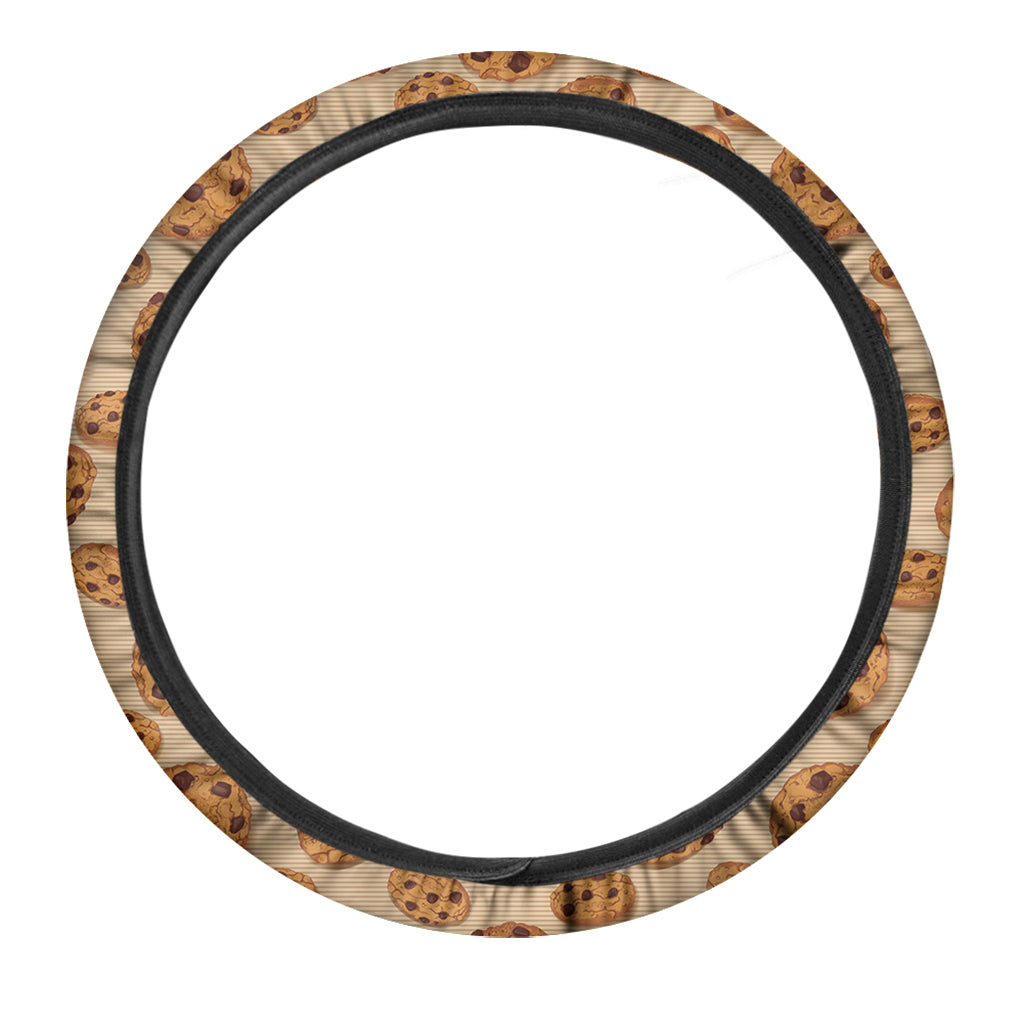 Chocolate Chip Cookie Pattern Print Car Steering Wheel Cover