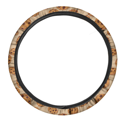 Chocolate Chip Cookie Pattern Print Car Steering Wheel Cover