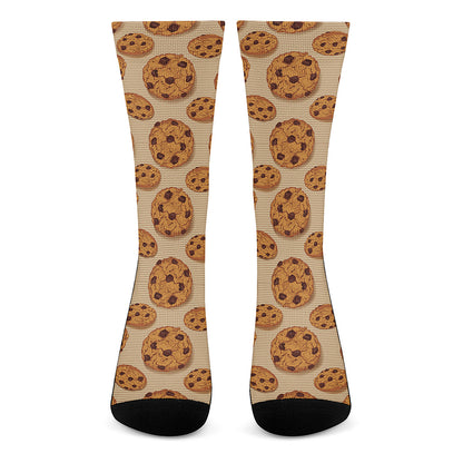 Chocolate Chip Cookie Pattern Print Crew Socks