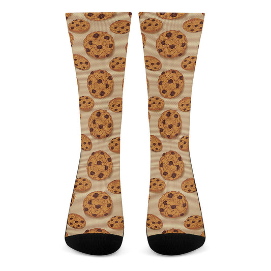 Chocolate Chip Cookie Pattern Print Crew Socks