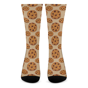 Chocolate Chip Cookie Pattern Print Crew Socks