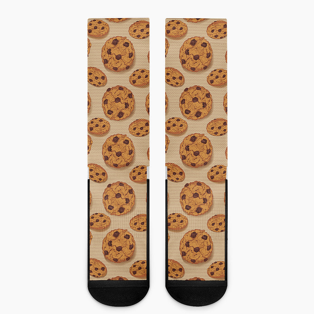 Chocolate Chip Cookie Pattern Print Crew Socks