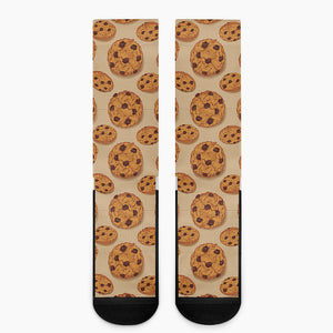 Chocolate Chip Cookie Pattern Print Crew Socks