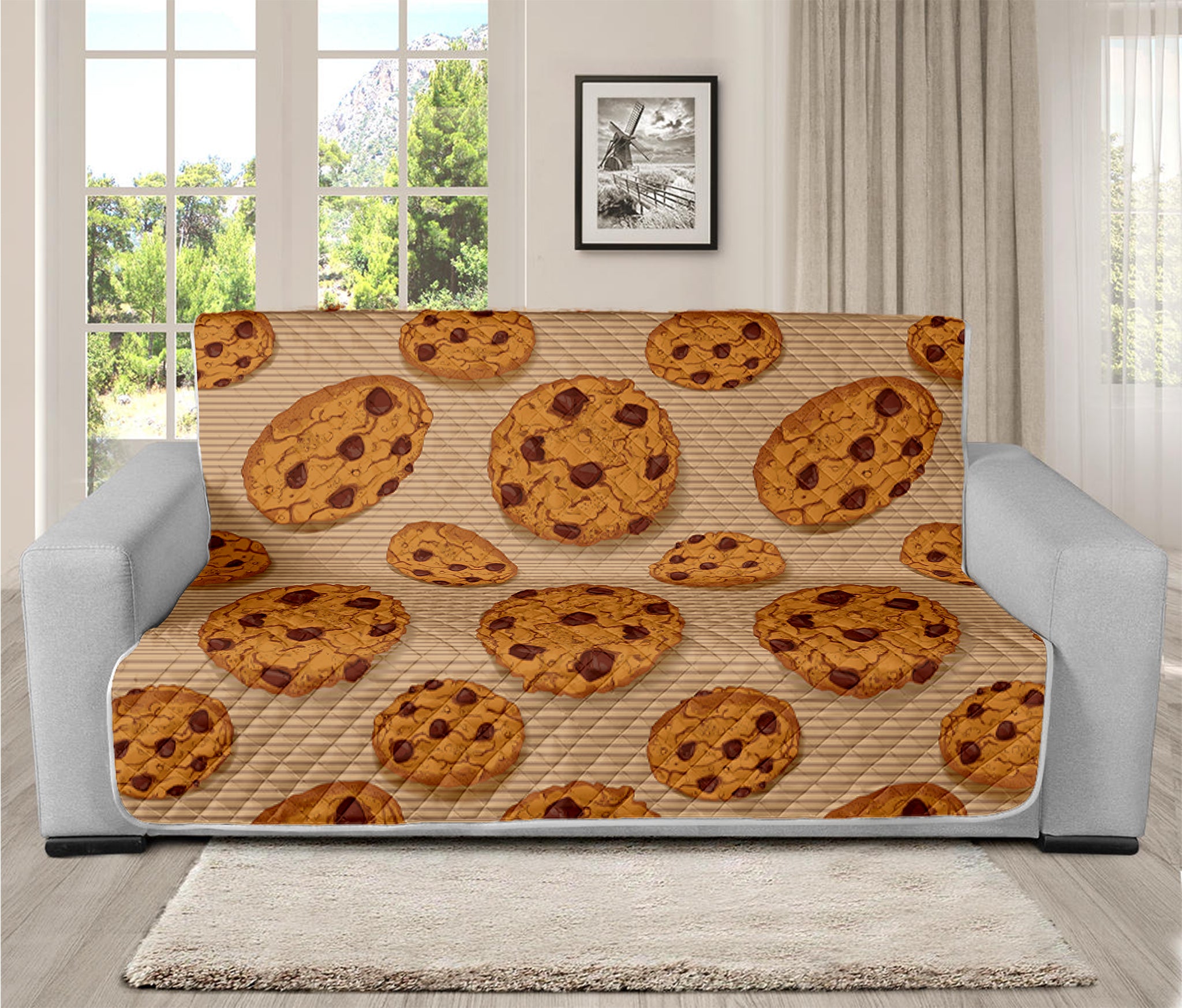 Chocolate Chip Cookie Pattern Print Futon Protector