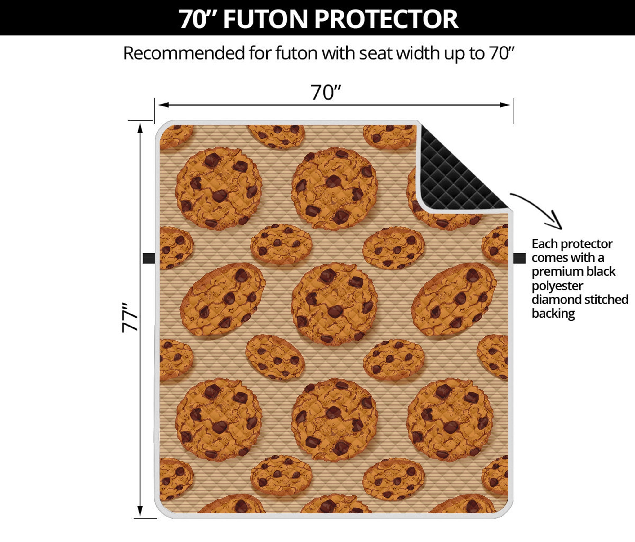 Chocolate Chip Cookie Pattern Print Futon Protector