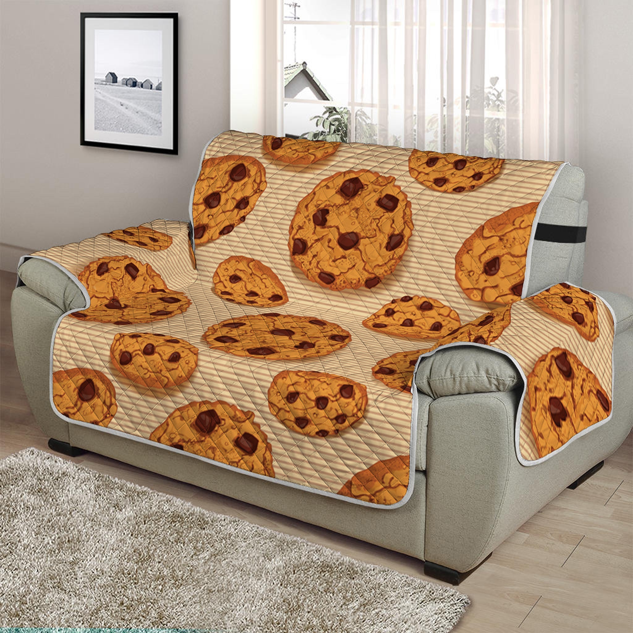 Chocolate Chip Cookie Pattern Print Half Sofa Protector