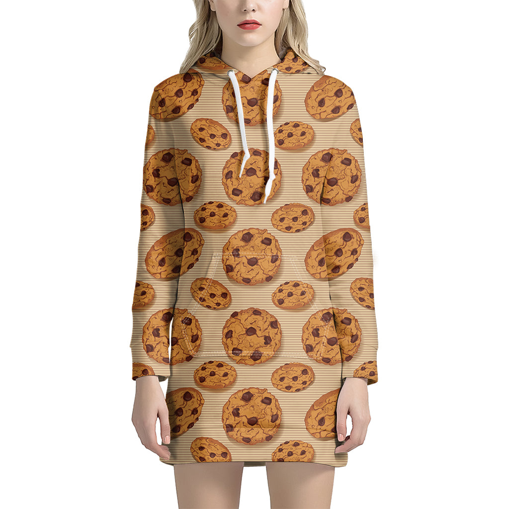 Chocolate Chip Cookie Pattern Print Hoodie Dress
