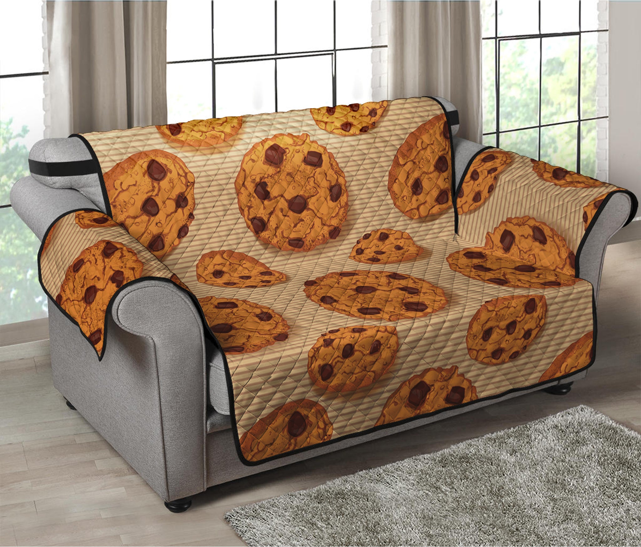 Chocolate Chip Cookie Pattern Print Loveseat Protector