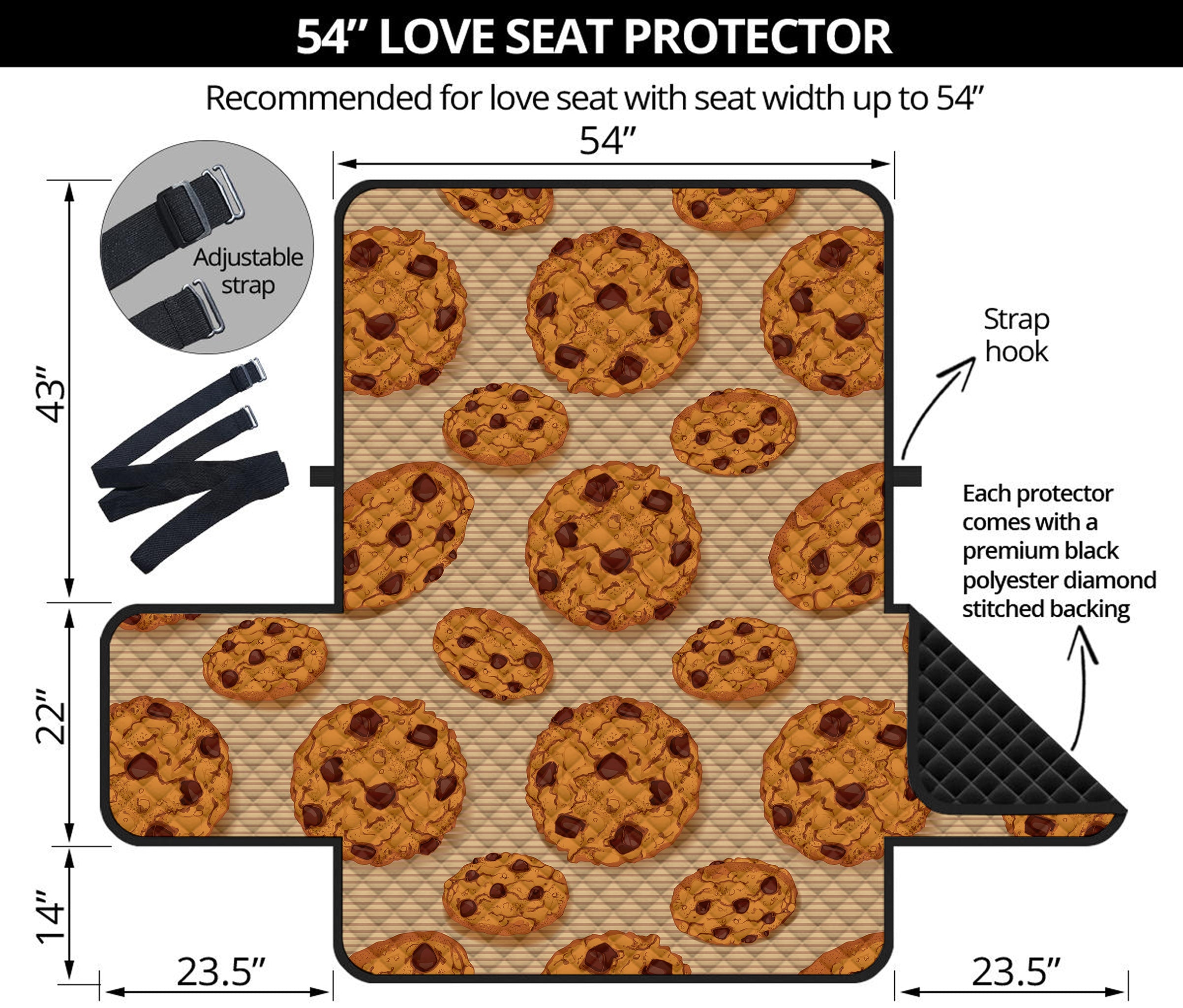 Chocolate Chip Cookie Pattern Print Loveseat Protector