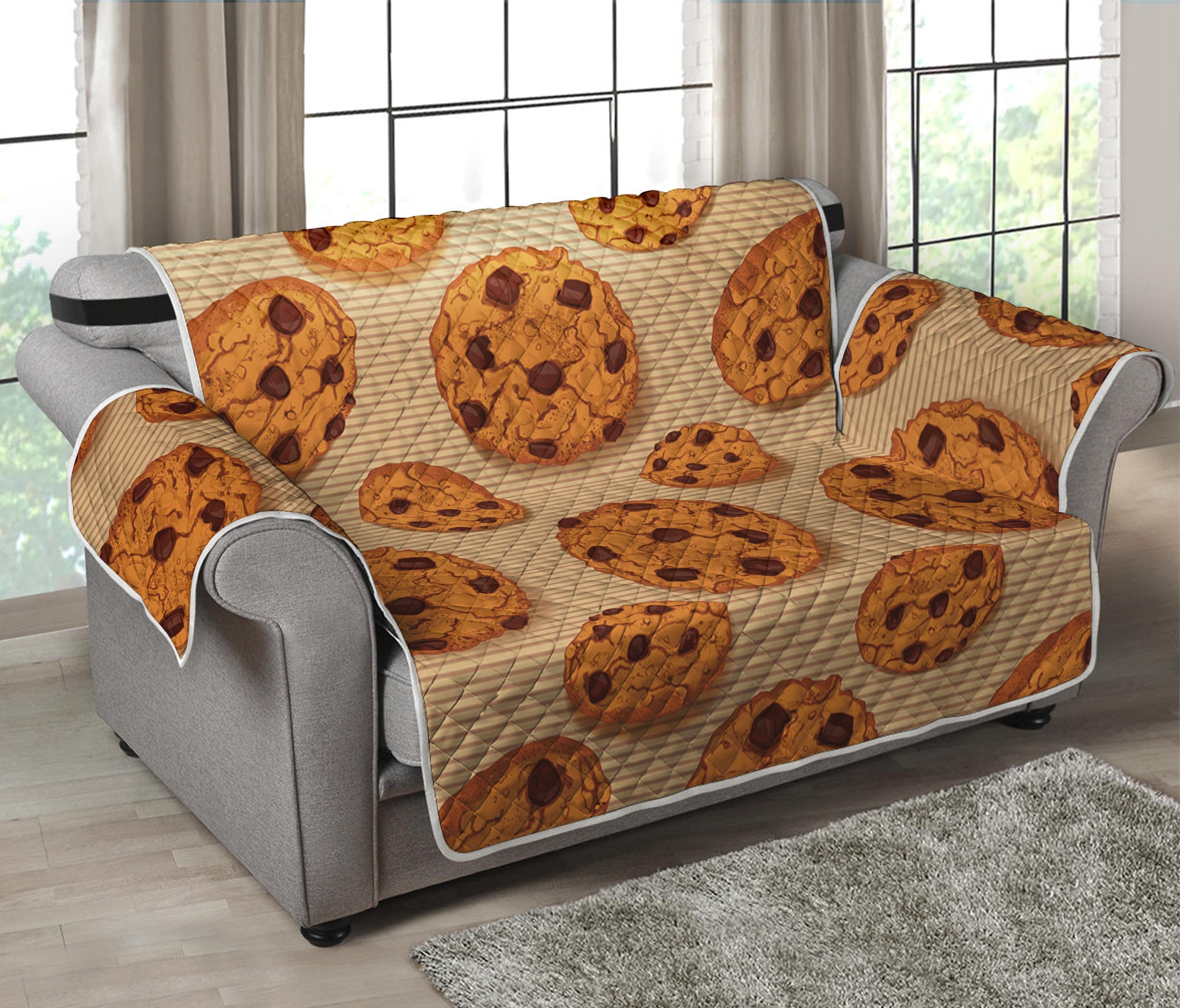 Chocolate Chip Cookie Pattern Print Loveseat Protector