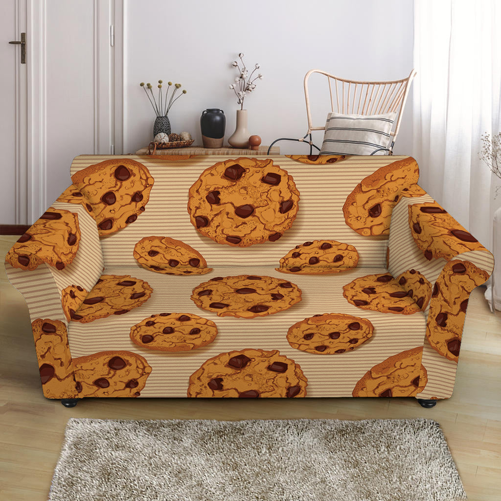 Chocolate Chip Cookie Pattern Print Loveseat Slipcover