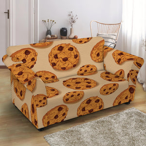 Chocolate Chip Cookie Pattern Print Loveseat Slipcover