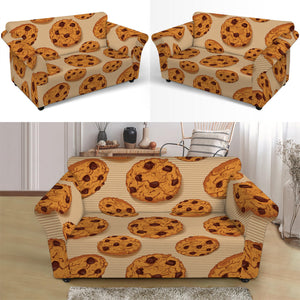 Chocolate Chip Cookie Pattern Print Loveseat Slipcover