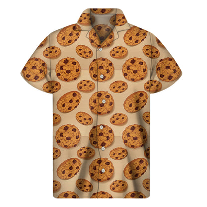 Chocolate Chip Cookie Pattern Print Men's Short Sleeve Shirt