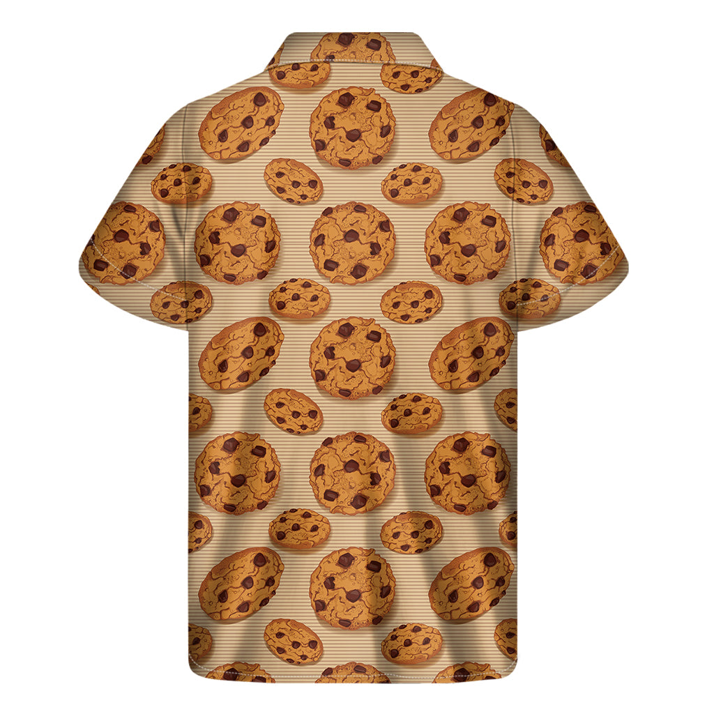 Chocolate Chip Cookie Pattern Print Men's Short Sleeve Shirt