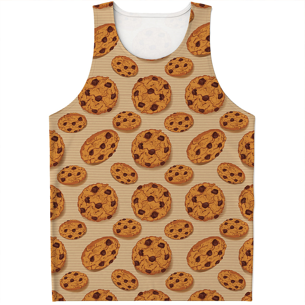 Chocolate Chip Cookie Pattern Print Men's Tank Top