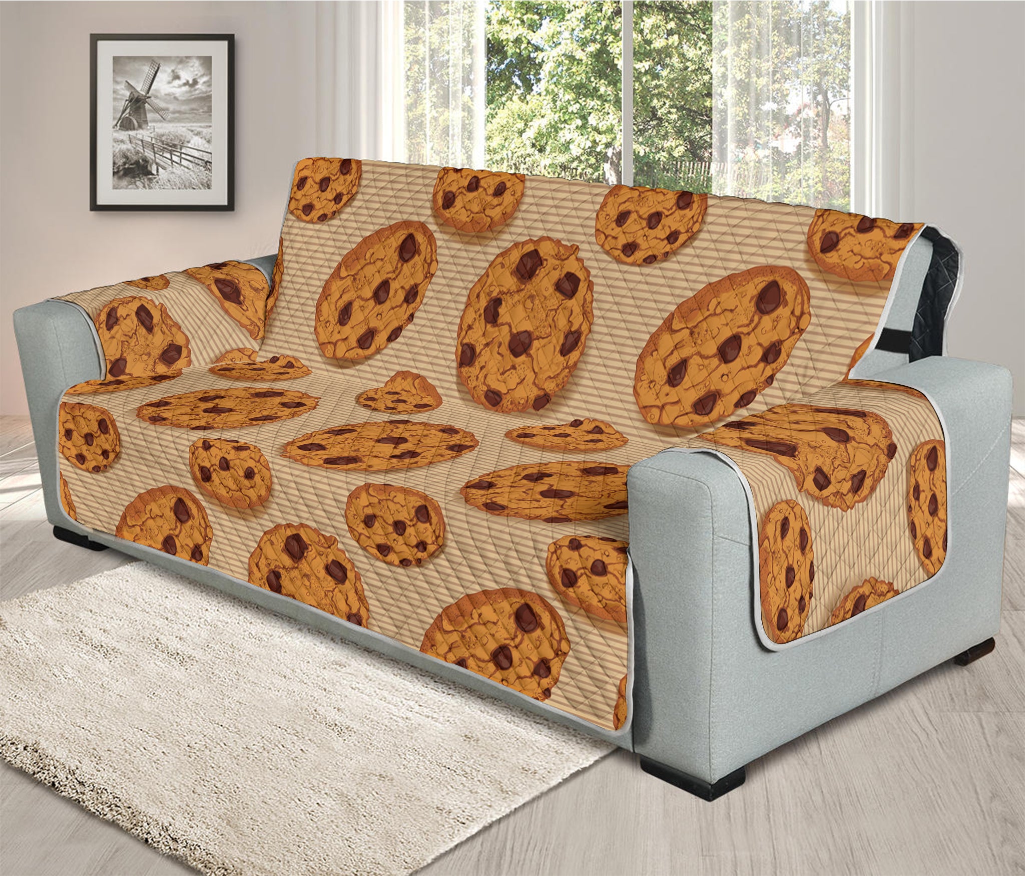 Chocolate Chip Cookie Pattern Print Oversized Sofa Protector