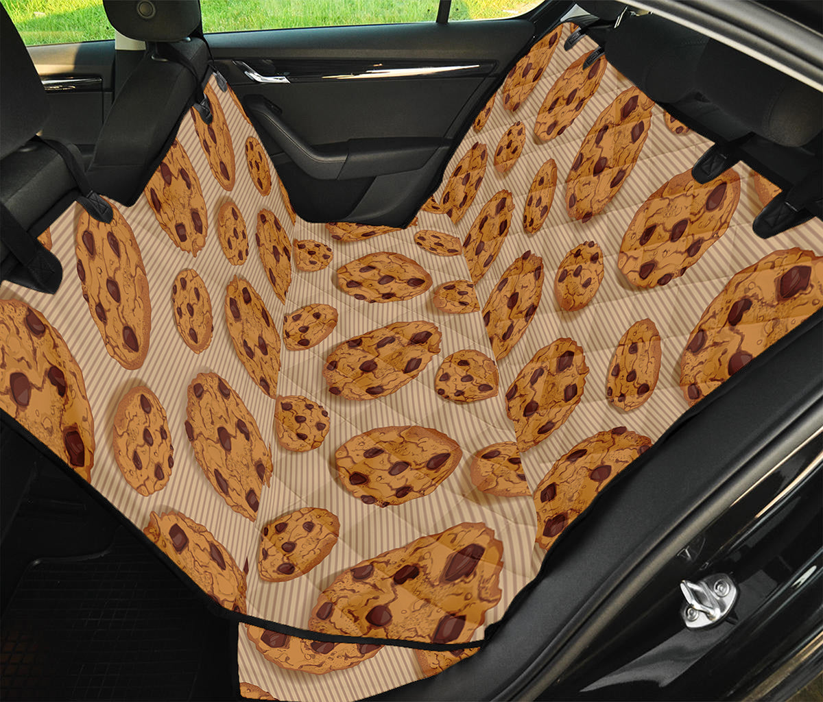 Chocolate Chip Cookie Pattern Print Pet Car Back Seat Cover