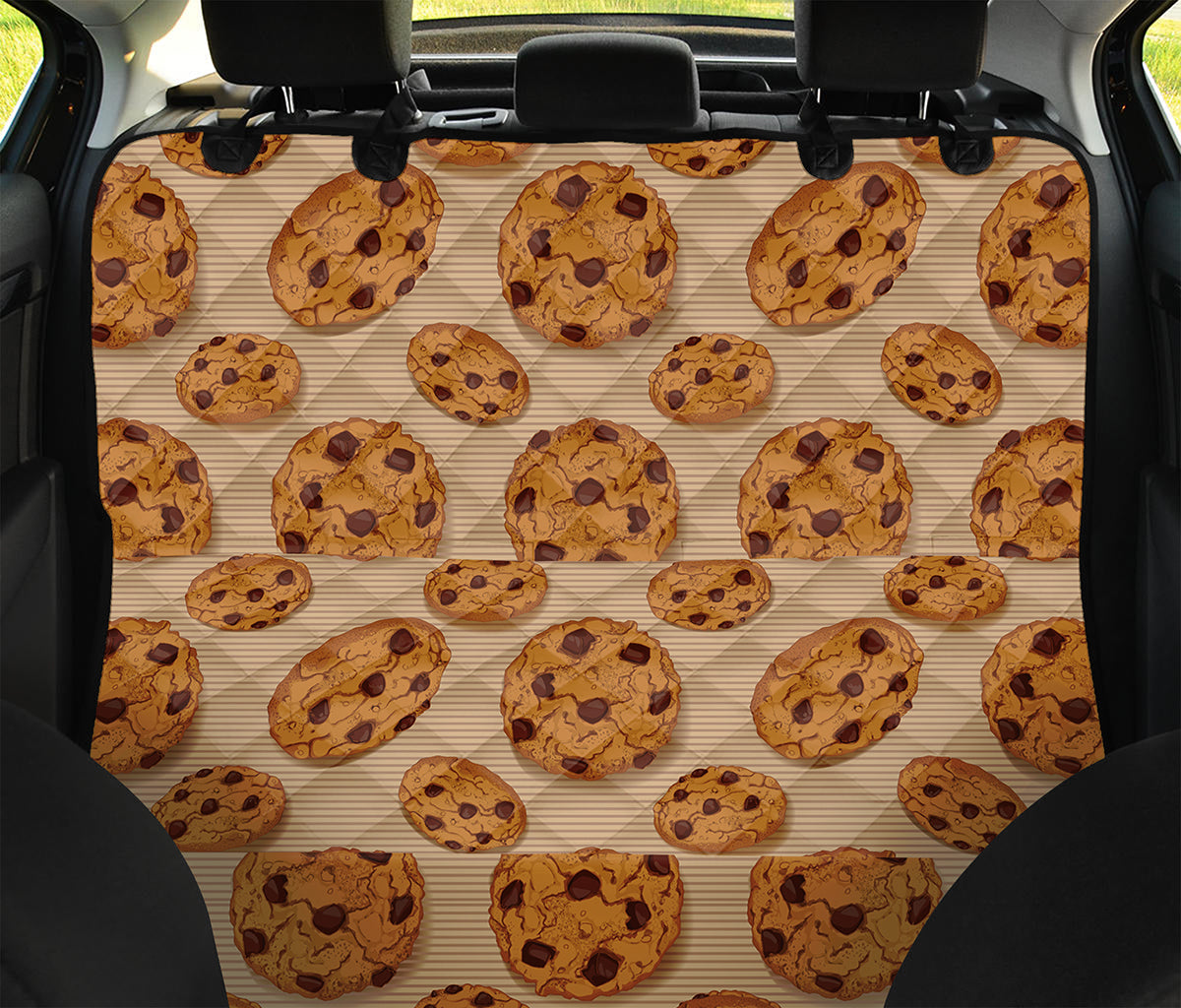 Chocolate Chip Cookie Pattern Print Pet Car Back Seat Cover