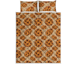 Chocolate Chip Cookie Pattern Print Quilt Bed Set