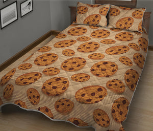 Chocolate Chip Cookie Pattern Print Quilt Bed Set