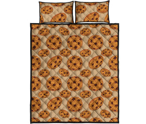 Chocolate Chip Cookie Pattern Print Quilt Bed Set