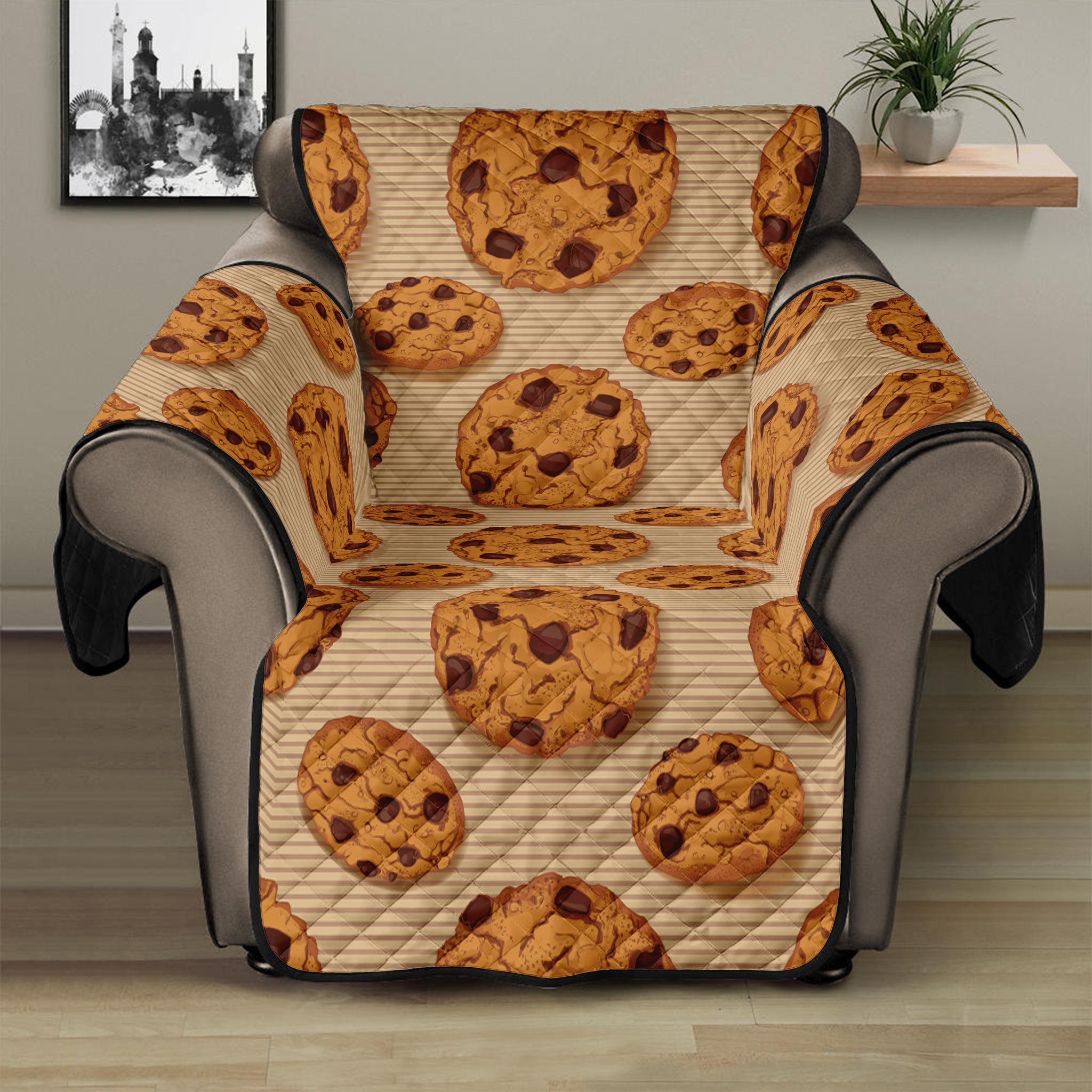 Chocolate Chip Cookie Pattern Print Recliner Protector