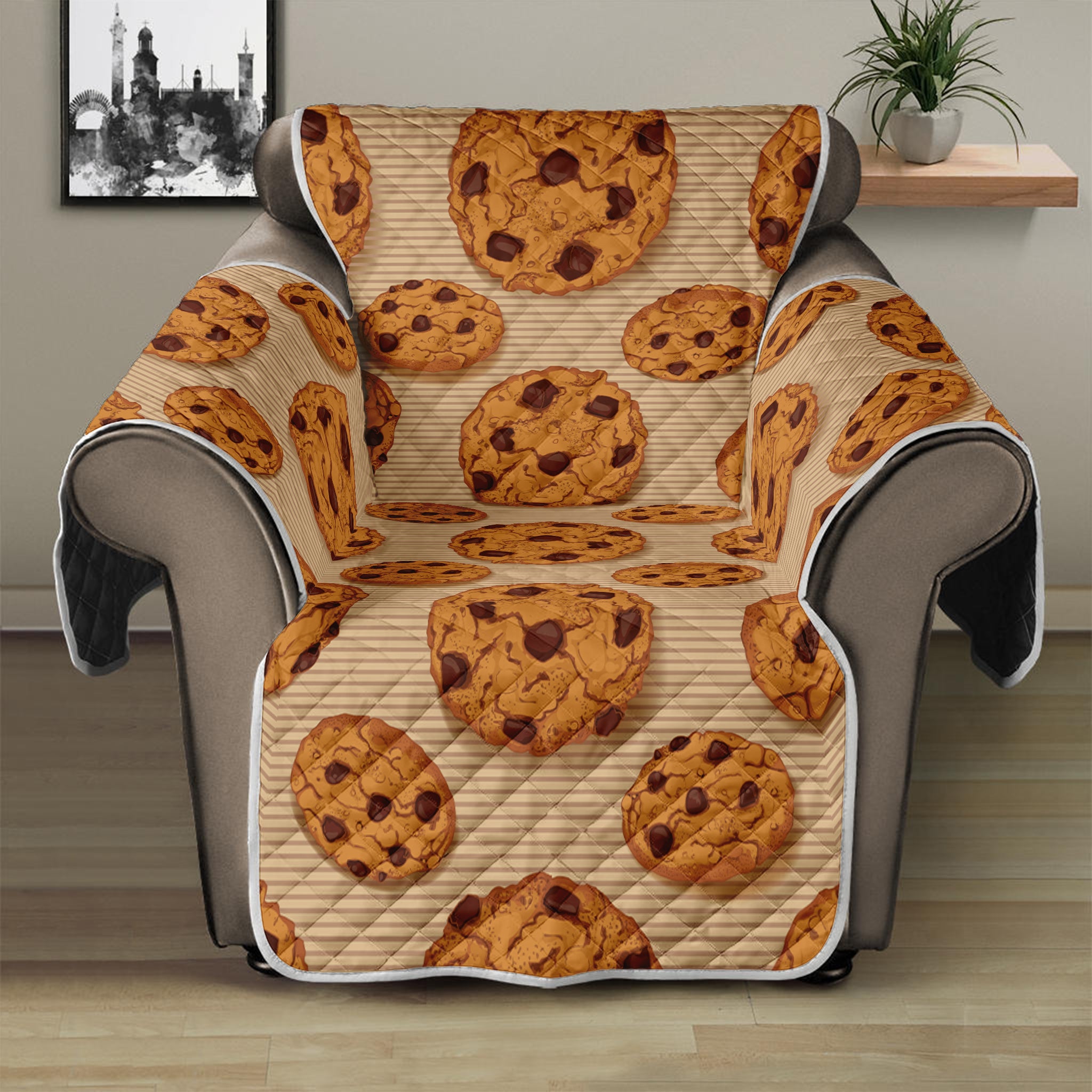 Chocolate Chip Cookie Pattern Print Recliner Protector