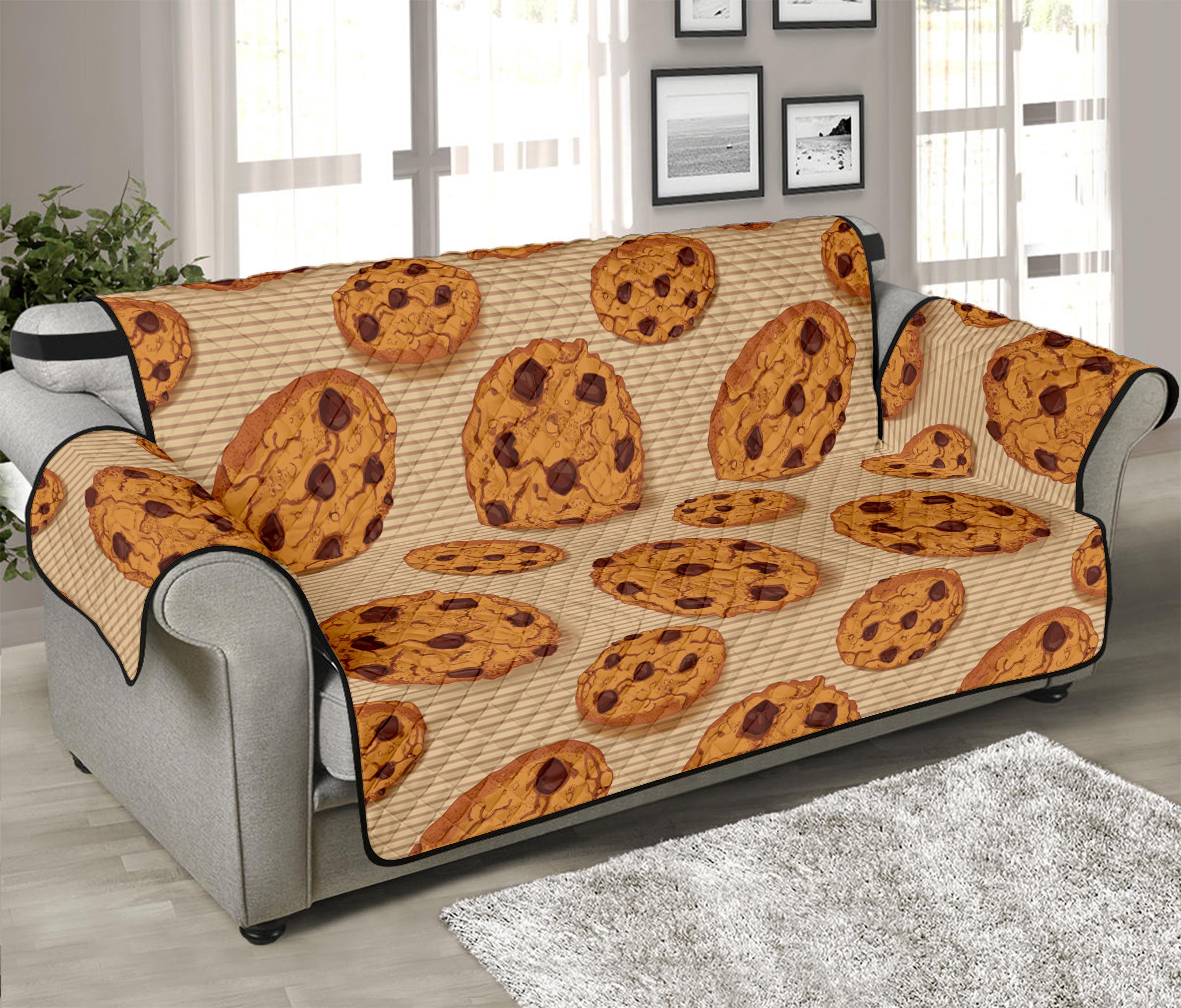 Chocolate Chip Cookie Pattern Print Sofa Protector