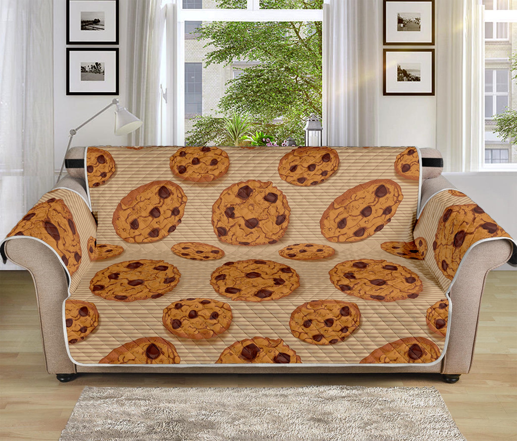 Chocolate Chip Cookie Pattern Print Sofa Protector