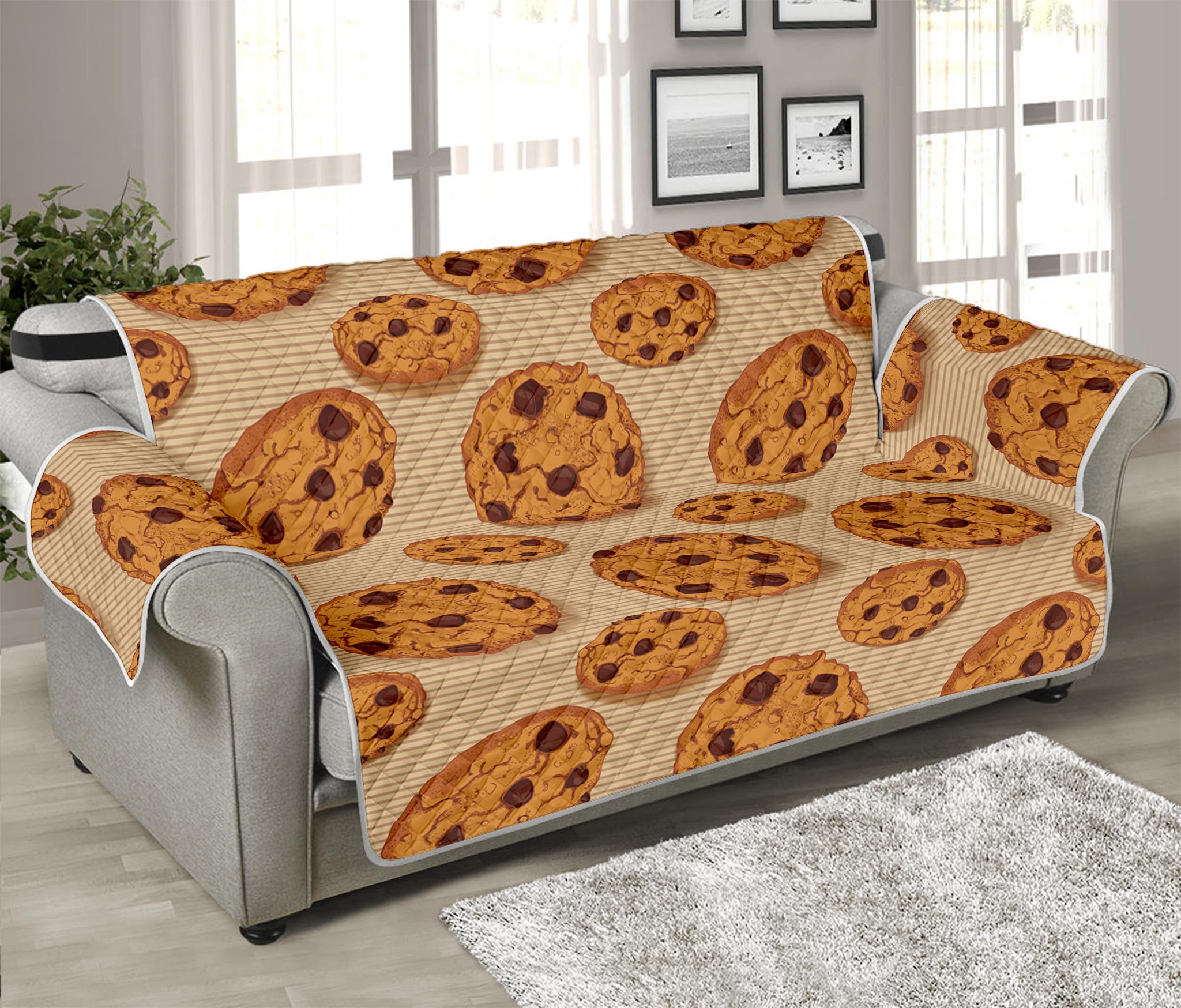 Chocolate Chip Cookie Pattern Print Sofa Protector