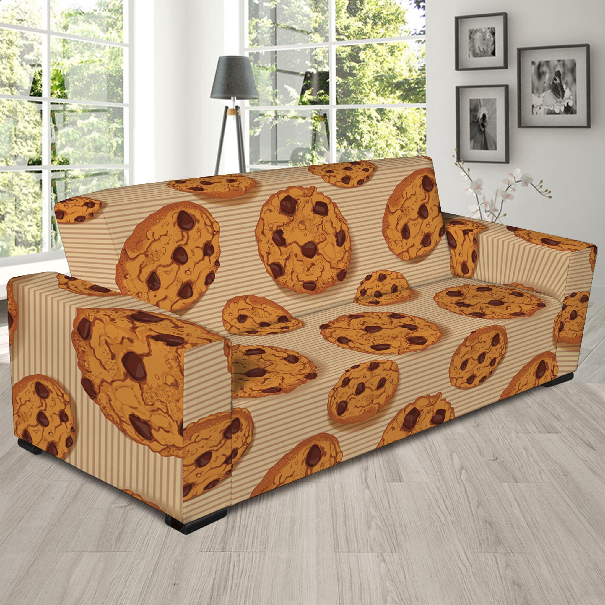 Chocolate Chip Cookie Pattern Print Sofa Slipcover