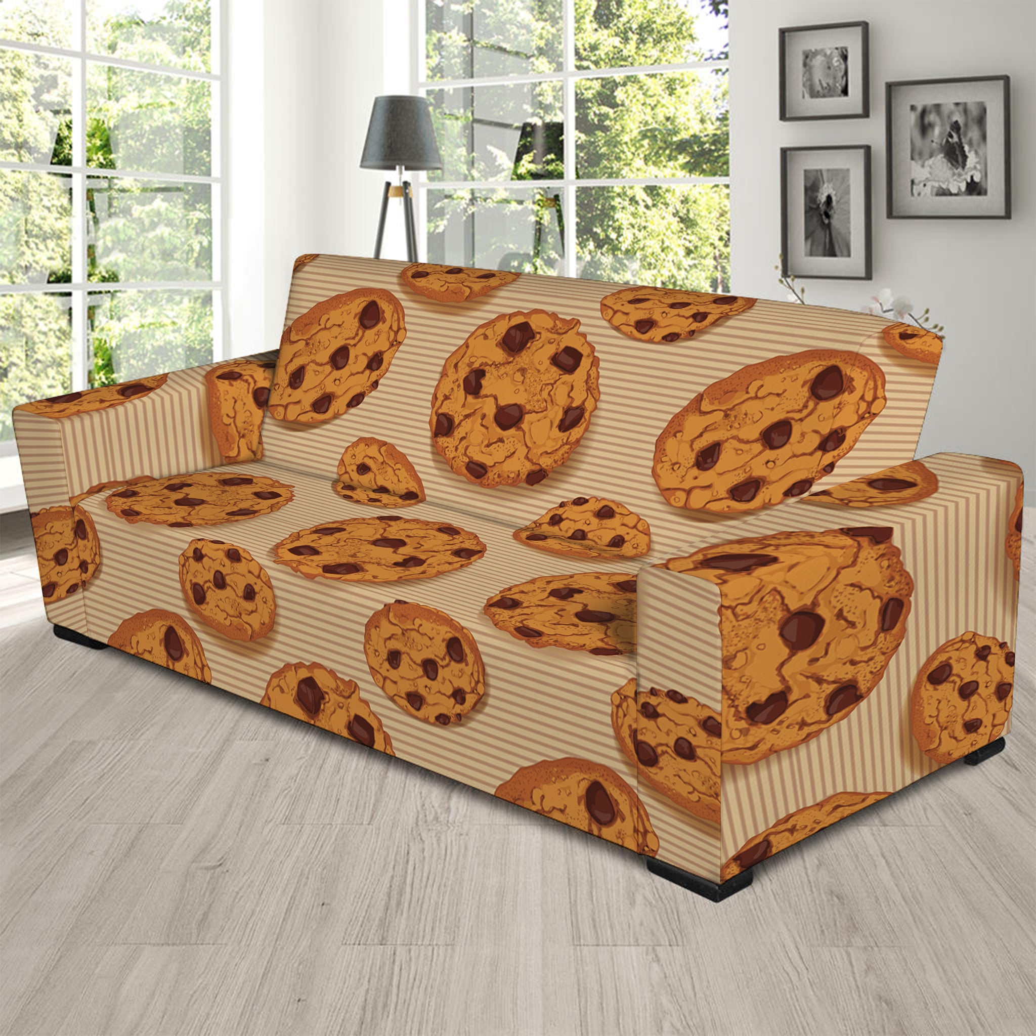 Chocolate Chip Cookie Pattern Print Sofa Slipcover