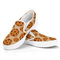 Chocolate Chip Cookie Pattern Print White Slip On Sneakers