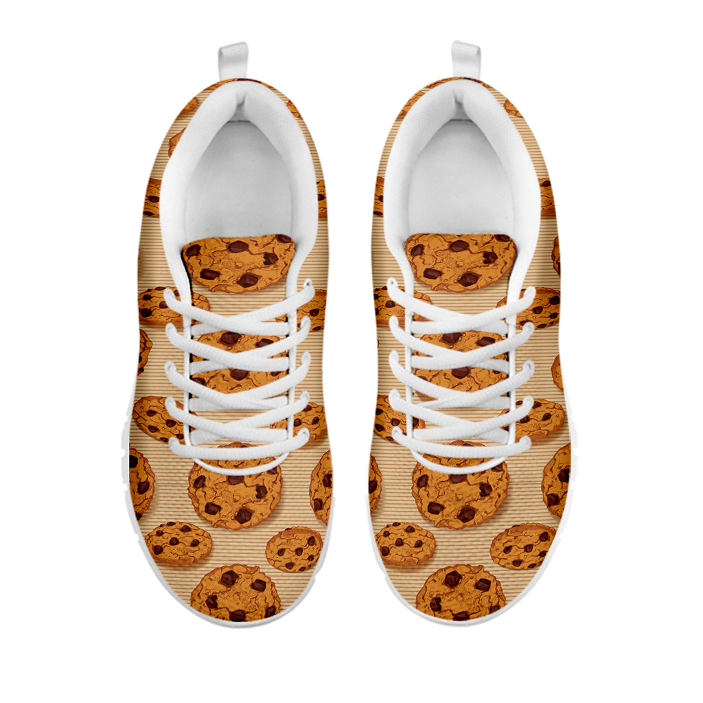 Chocolate Chip Cookie Pattern Print White Sneakers