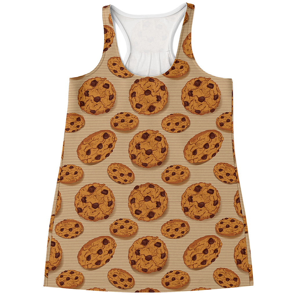 Chocolate Chip Cookie Pattern Print Women's Racerback Tank Top