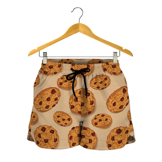 Chocolate Chip Cookie Pattern Print Women's Shorts