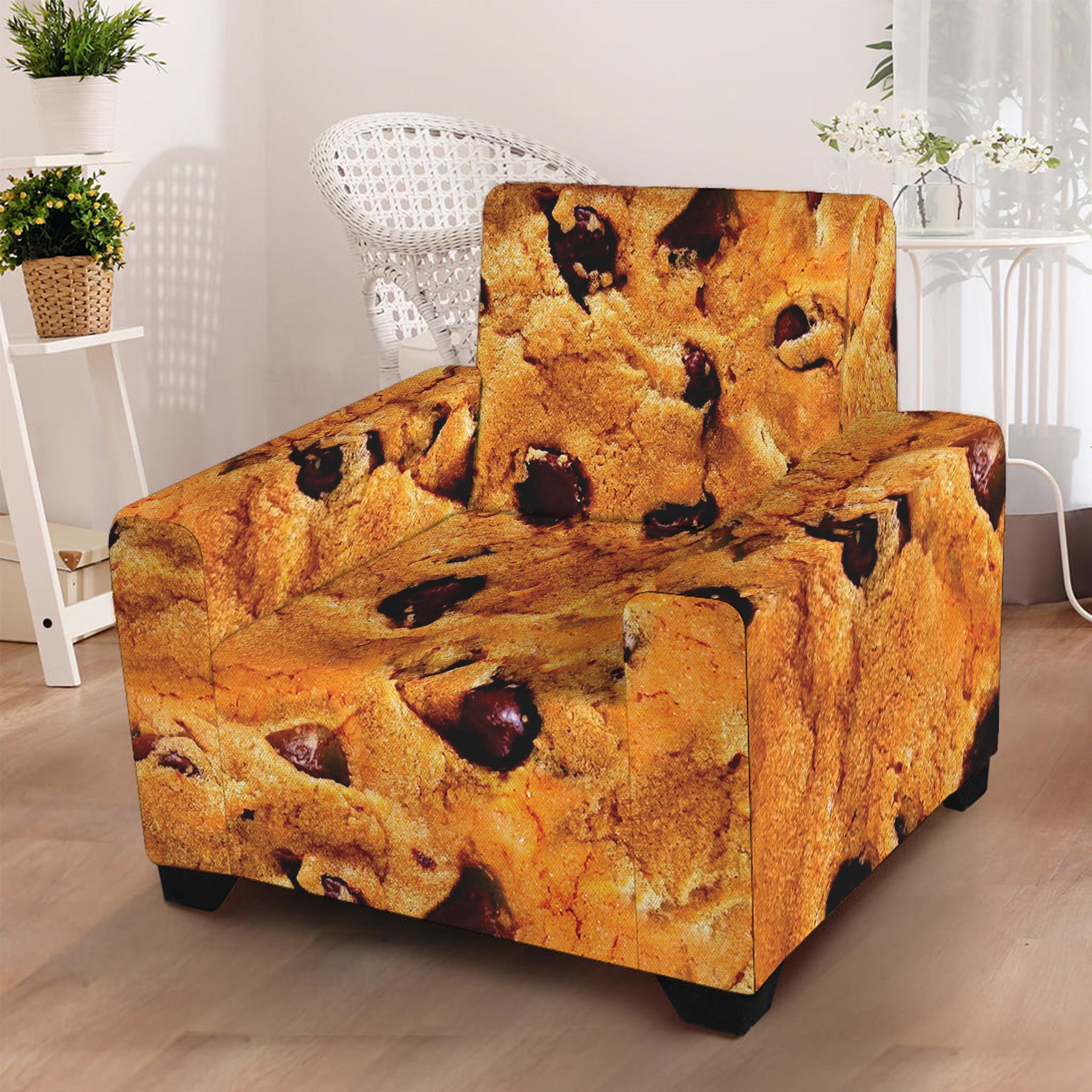 Chocolate Chip Cookie Print Armchair Slipcover