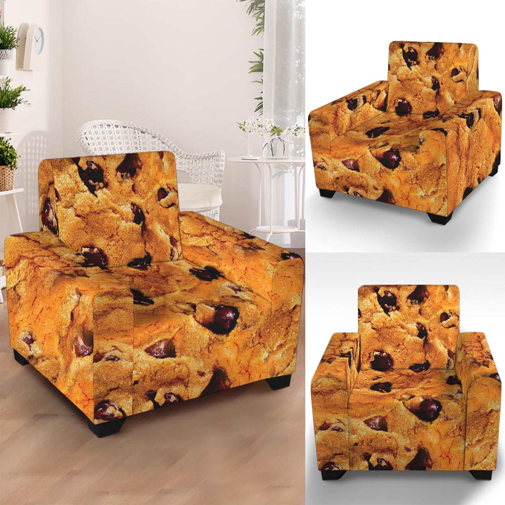 Chocolate Chip Cookie Print Armchair Slipcover