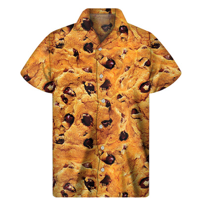 Chocolate Chip Cookie Print Men's Short Sleeve Shirt
