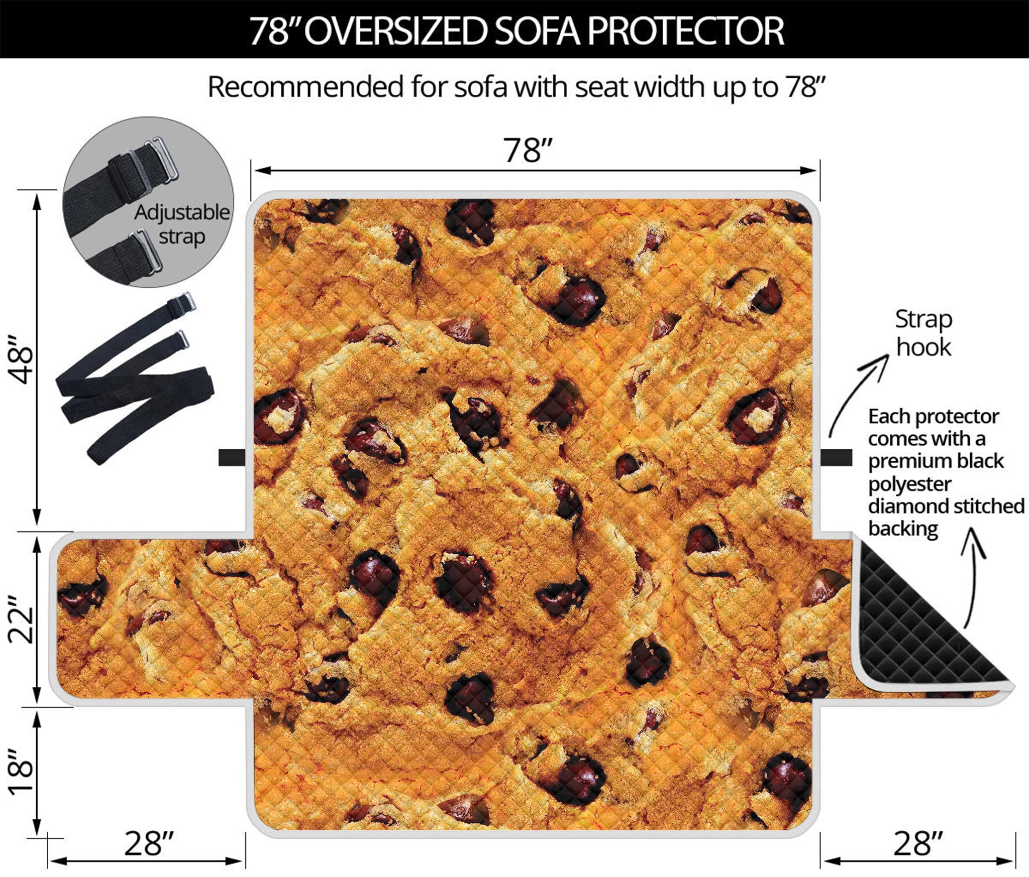 Chocolate Chip Cookie Print Oversized Sofa Protector