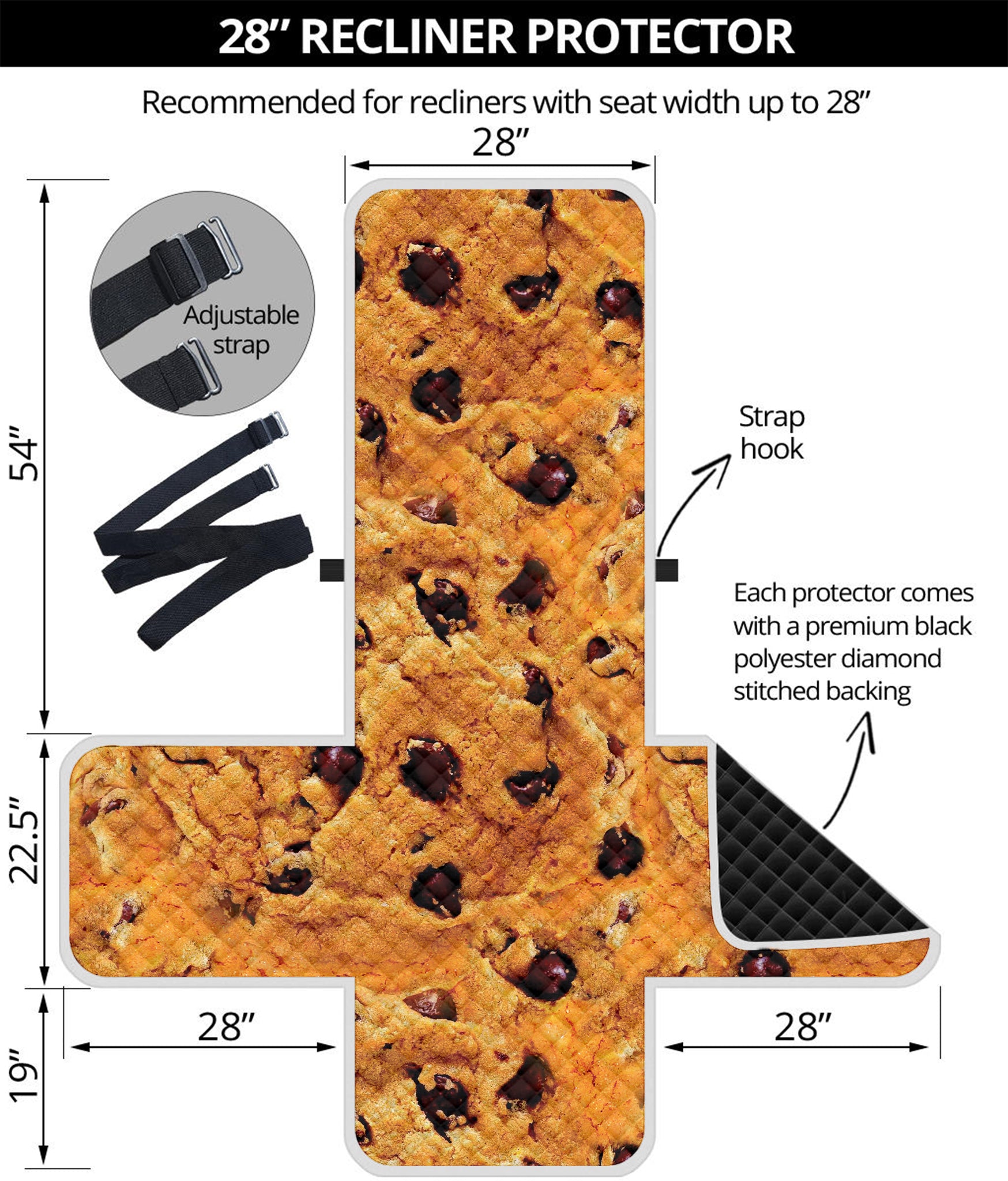 Chocolate Chip Cookie Print Recliner Protector