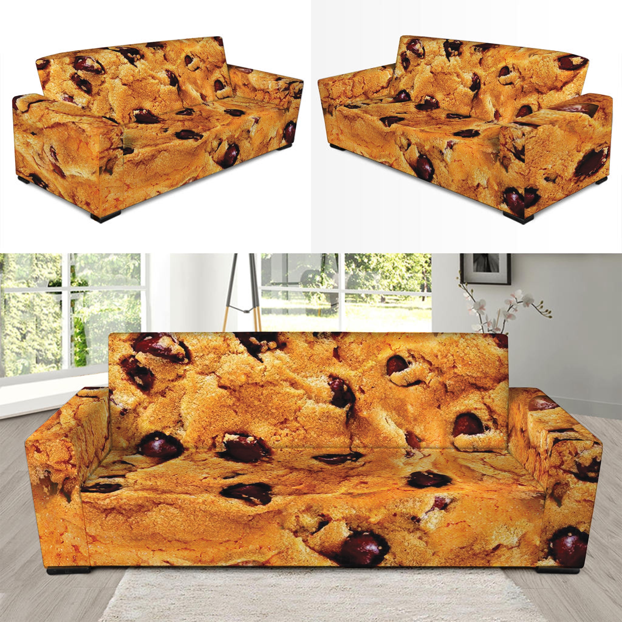 Chocolate Chip Cookie Print Sofa Slipcover